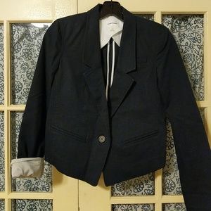 Club Monaco Navy one button cropped blazer